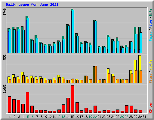 Daily usage for June 2021